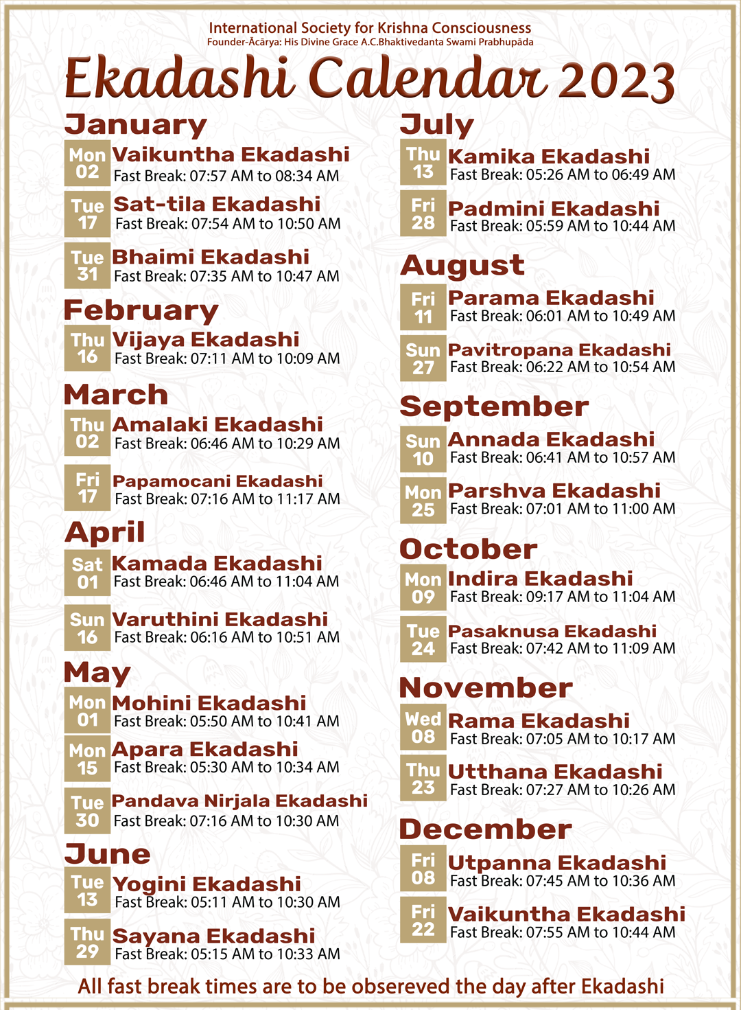 Events_Calender | Vedic Cultural Center